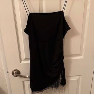 Black dress with metal fringe